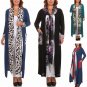 Long Sleeve Full Length Open Knit Cardigan w/ contrast Attached Scarf & Pocket
