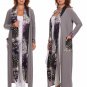 Long Sleeve Full Length Open Knit Cardigan w/ contrast Attached Scarf & Pocket