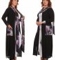 Long Sleeve Full Length Open Knit Cardigan w/ contrast Attached Scarf & Pocket