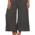 Diamond Print Fold Over Waist Cropped Wide Leg Palazzo Lounge Pants