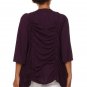 Plus Size 3/4 Sleeve Fly Away Open Front Drape Cardigan with Ruched Back