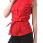 100% Cotton Belted Top High Collared Shirt