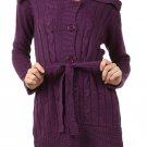 New Woman's Wool Blend Belted Cardigan Oversized Knit Sweater Fashion Central