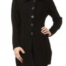 Wool Blend Cable Knit Collared Cardigan Button Down Vented Sweater Coat