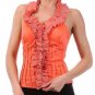 Halter Ruffle Blouse Rhinestone Trim Sleeveless Top Fashion Central