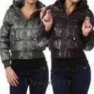 New Woman's Juniors Shiny Trendy Hooded Puffer Jacket Small - 2X Fashion Central