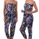 Strapless Printed Long Romper Belted Jumpsuit Fashion Central