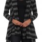 Woman's Striped Drape Cardigan Open Front Knit Sweater