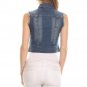 Sleeveless Button Down Cropped Collared Denim Vest