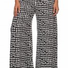 Splot Print Fold Over Waist Long Wide Leg Palazzo Lounge Pants