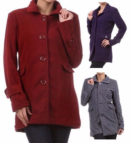 Collared Fleece Jacket Single Breast Lined Coat