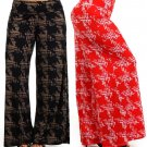 Plus Size Printed Wide Leg Fold Over High Waist Palazzo Flare Lounge Pant