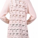 Nina Austin Silk, Wool, Angora Blend Pale Pink Sweater w/ Crochet Back
