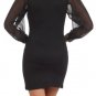 New Short Fitted LBD Chiffon Cut Out Long Sleeve Embellished Beaded Cuff Dress