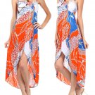 Silk Blend High Low Asymmetrical Hem Chain Printed Dress with Beaded Halter