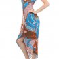 Silk Blend High Low Asymmetrical Hem Chain Printed Dress with Beaded Halter