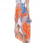Silk Blend High Low Asymmetrical Hem Chain Printed Dress with Beaded Halter