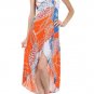 Silk Blend High Low Asymmetrical Hem Chain Printed Dress with Beaded Halter