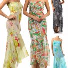 New Chiffon Long Asymmetrical Strapless Printed Smock Sun Dress
