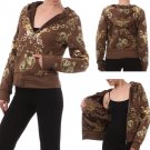 Reversible Cotton Hooded Jacket Brown Gold Silky Hoodie