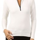 New XXist by Belldini Ivory Sweater with Black Rhinestone Zipper Long Sleeve Top