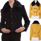 New Woman's Viscose Short Coat w/ $129 tag Peacoat w/ Removable Fur Trim