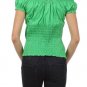 100% Cotton Button Down Blouse Elastic Smock Top by Fashion Central