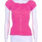 100% Cotton Button Down Blouse Elastic Smock Top by Fashion Central