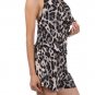 New Cowl Neck Leopard Animal Print Flirty Romper Halter Short Jumpsuit