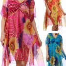 Loose Fit Asymmetrical Chiffon Tropical Floral Fully Lined Dress