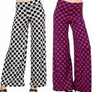 Polka Dot Print Wide Leg Fold Over High Waist Palazzo Flare Lounge Pants