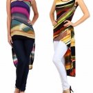 New Woman's Juniors Asymmetrical High Low Printed Colorful Blouse Top