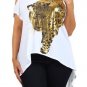 New Woman's Plus Size Animal Print High Low Asymmetrical Cut Out Shoulder Top