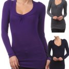 New Basic Long Sleeve Thin Light Weight Sweater Fitted Tunic Top