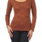 Scoop Neck Burnt Through Cotton Top Burnout Long Sleeve T-Shirt Fashion Central
