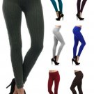 New Stretchy Warm Cotton Cable Knit Leggings w/ Elastic Waist One Size