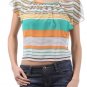 Chiffon Sheer Blouse Striped Vented Open Back Tie Top Fashion Central