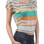 Chiffon Sheer Blouse Striped Vented Open Back Tie Top Fashion Central