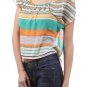 Chiffon Sheer Blouse Striped Vented Open Back Tie Top Fashion Central