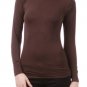 New Mock Neck Long Sleeve Basic Top Fitted Stretchy Turtleneck
