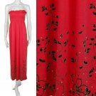 Strapless Smock Dress w/ Floral Rhinestone Design