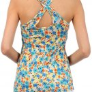 Sleeveless Flower Print Top Cross Racerback Open Tank Fashion Central