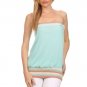 Knit Strapless Tank Light Blue Striped Tube Top