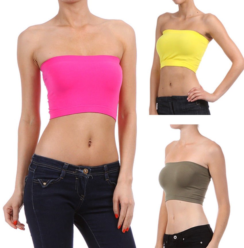New Strapless Seamless Bandeau Basic Wirefree Bra Cropped Top  Fashion Central