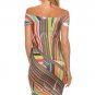 Off the Shoulder Multi-Color Multi-Print Short Stretchy Dress