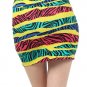 Multi-Color Multi-Print Stretchy Cotton Mini Bodycon Skirt w/ Fold Over Waist