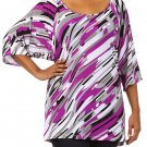 Woman's Plus Size Multi-Color Blouse w/ Back Bow & Batwing Sleeves Tunic Top