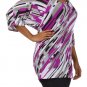 Woman's Plus Size Multi-Color Blouse w/ Back Bow & Batwing Sleeves Tunic Top