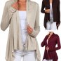 Fly Away Open Front Thin Sweater Long Sleeve Cardigan w/ Shark Bite Hem