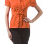 Cap Sleeve Cotton Blend Belted Top Button Down Shirt
